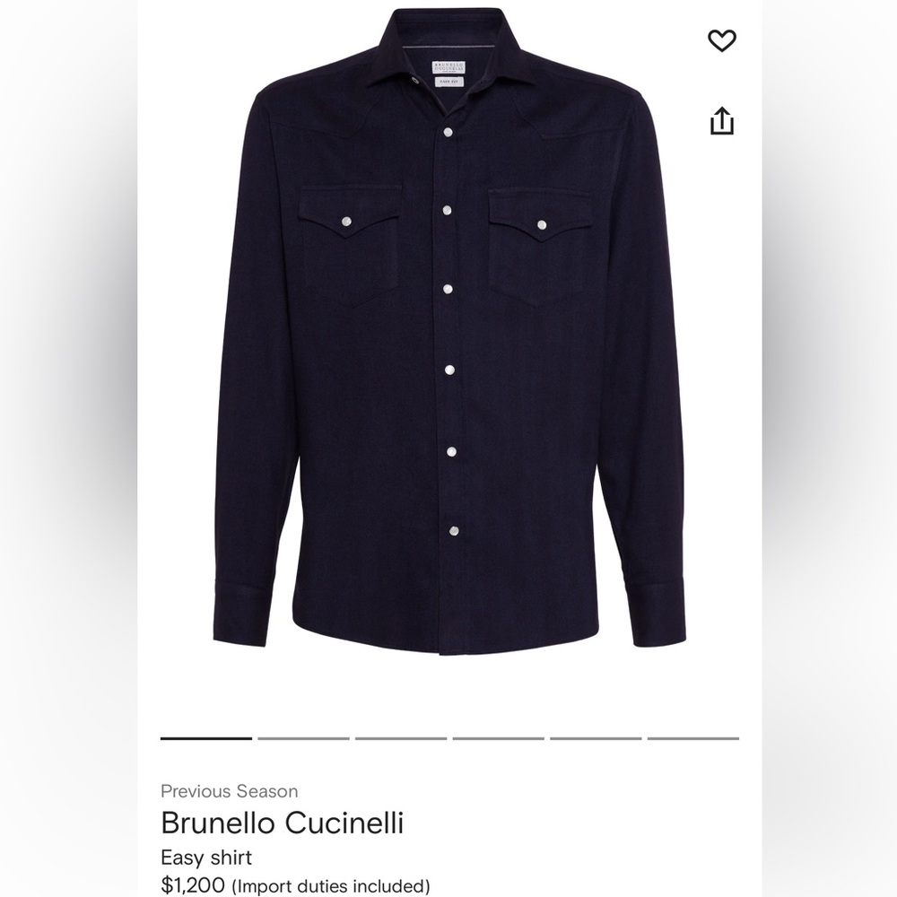 Brunello Cucinelli Navy Easy Shirt